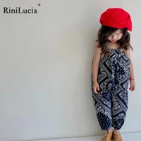 rinilucia 2022 new summer baby girl clothes baby girl romper printed strap baby rompers cotton loose casual soft baby jumpsuit