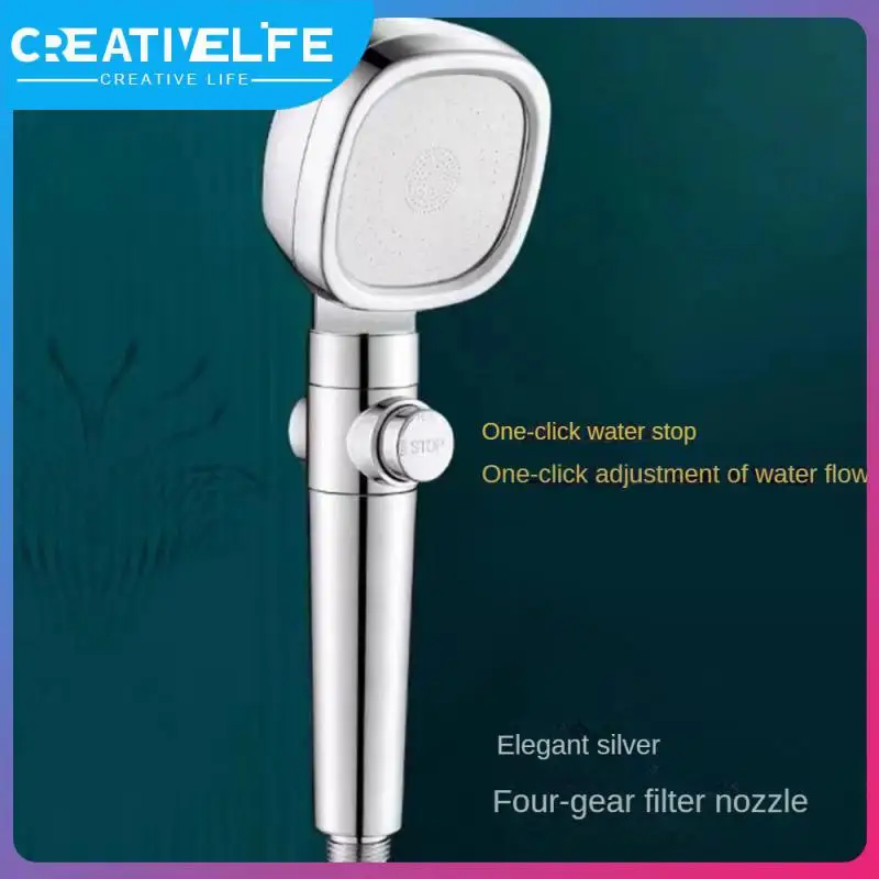 

Square Filter Nozzle One-key Water Stop Five-speed Pressurized Shower Head Regulable Spray Show Stopcock Multi-gear Adjustment