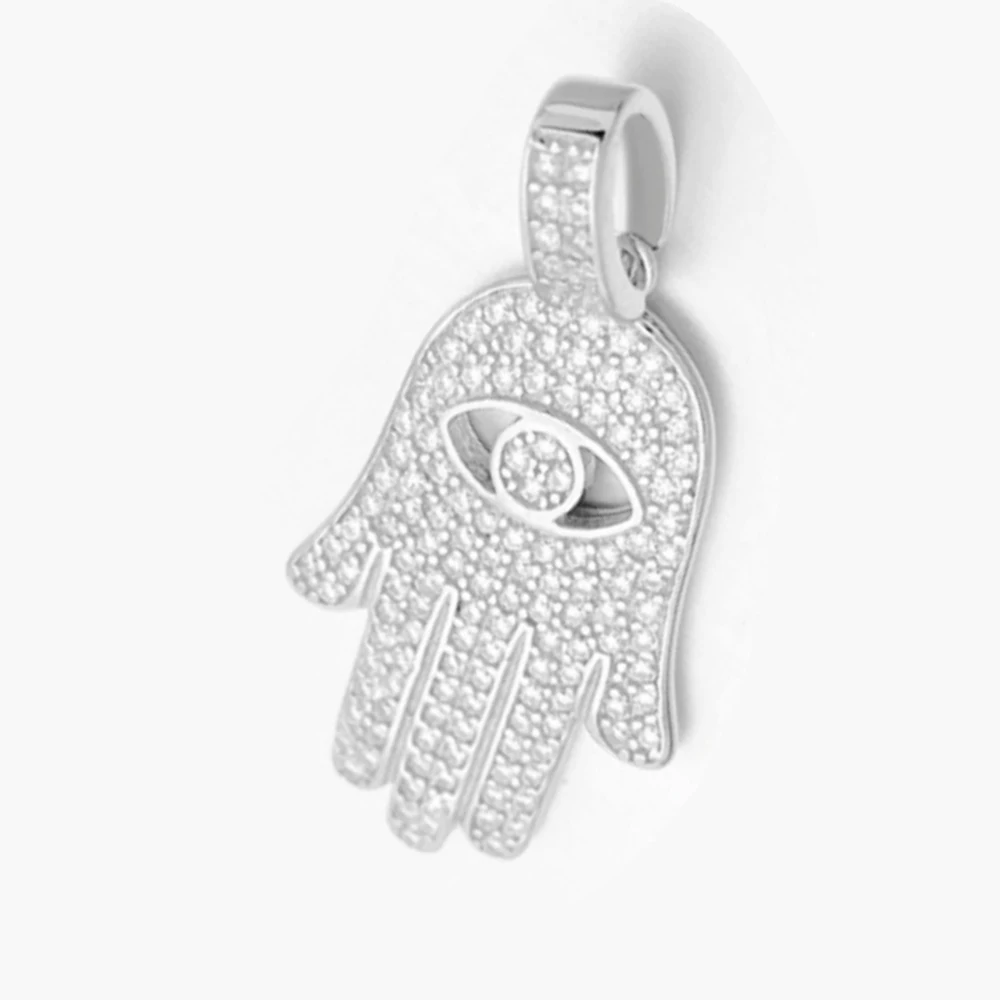 Small Moissanite S925 Hand of Fatima Pendants Necklace Real Diamond Iced Out Necklaces For Men Women Jewelry Pass Test
