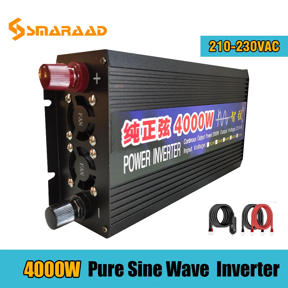 

Pure Sine Wave Inverter DC 12v 24v 48v To AC 110V 220V 4000W Voltage Transformer Power Converter Solar Inversor EU US Socket