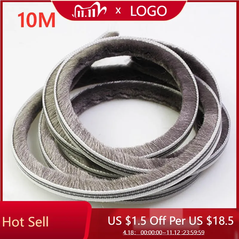 

10M Sliding Wind-proof Door Window Seal Brush Strip Wardrobes Draught Excluder Sound Insulation Strip For Home 5mm X 8mm