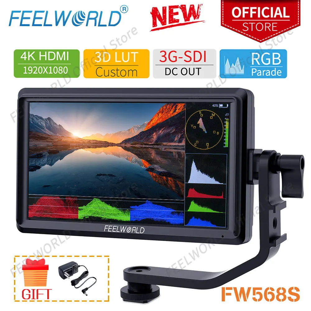 

FEELWORLD FW568S 6 Inch 1920X1080 IPS FHD LCD Panel On Camera Field Monitor 3G SDI 4KHDMI Input Output for Youtube Gimbal Rig