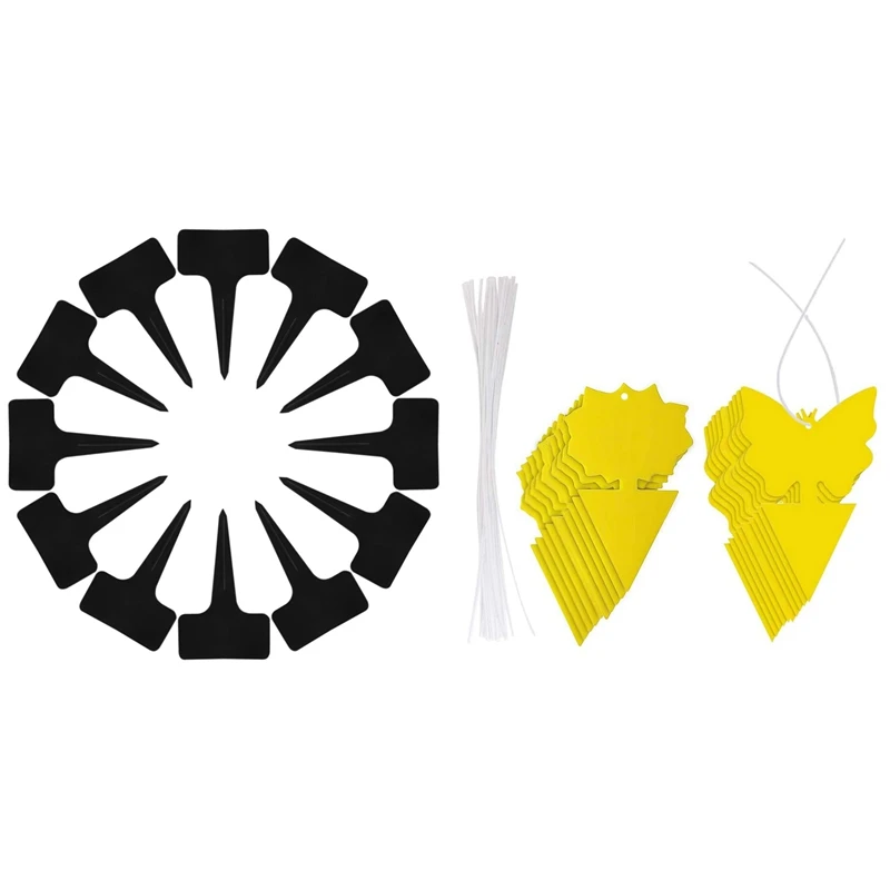 

20Pcs Sticky Trap,Fruit Fly And Gnat Trap With Plant Label T-Shaped Label Plant Sign Garden Flower Pot Mark