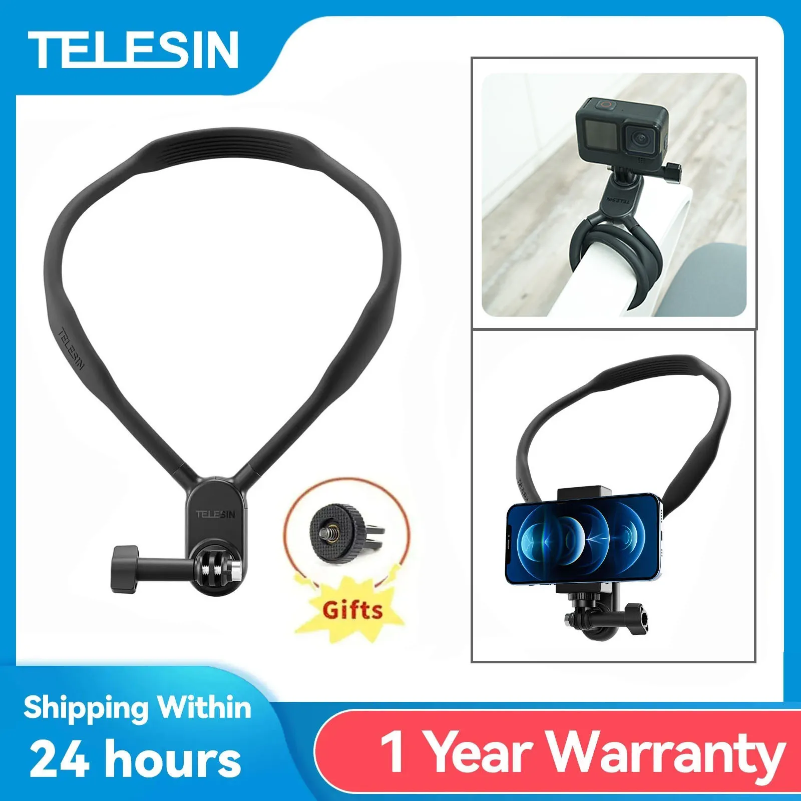 

TELESIN Neck Hold Mount Chest Mount for Insta360 X3 One X2 RS GoPro Hero 11 8 DJI Osmo Action 3 Sports Cameras Accessories New