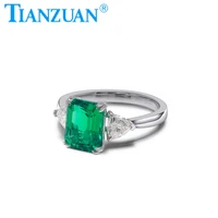 new 7x9mm main stone rectangle shape emerald green rings 925 silver wedding party gifts fine jewelry everyday accessories
