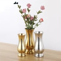 luxury silver gold plating tabletop vases ornaments crafts gifts stainless steel vase metal flower pot flowerpot