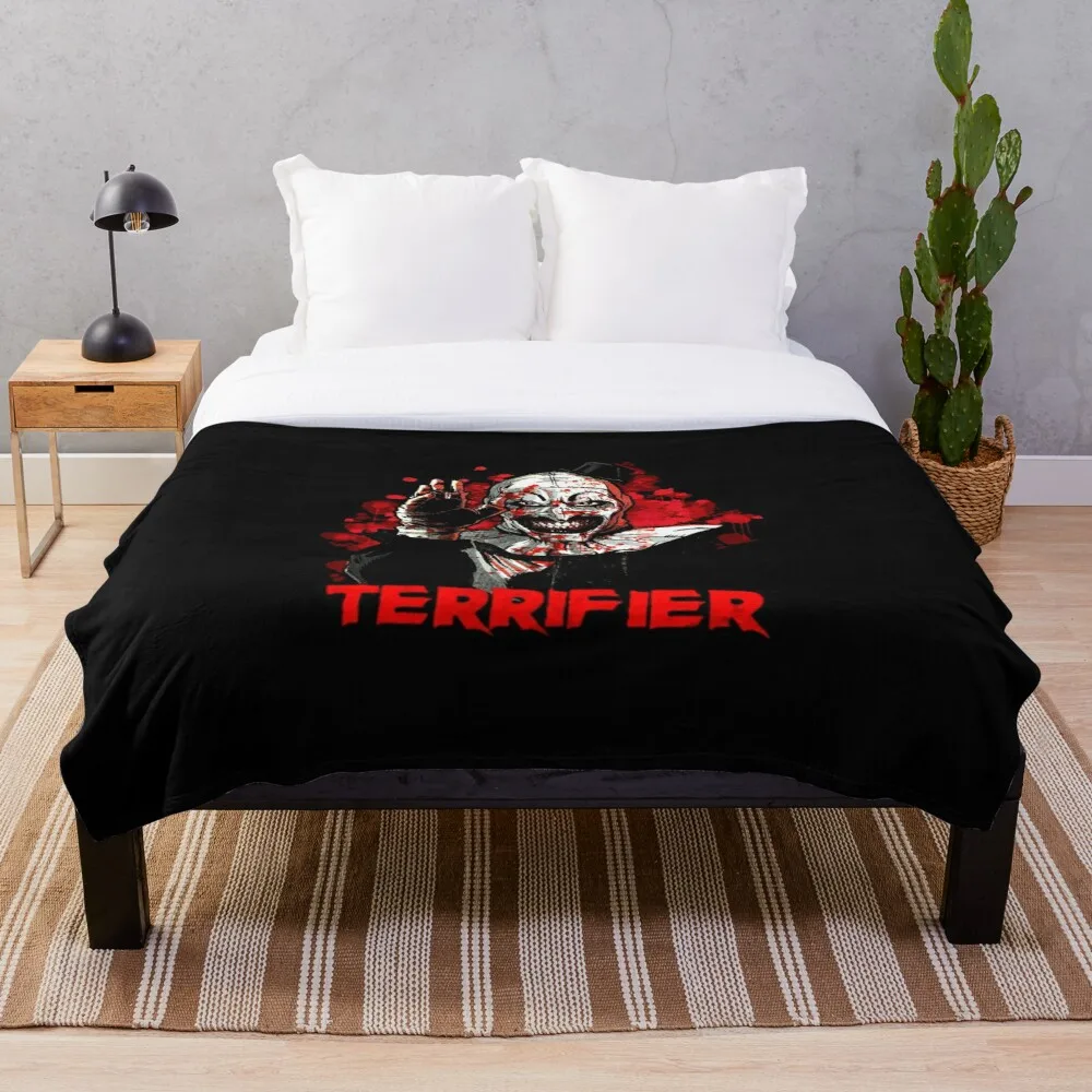 

Terrifier movie horror art the clown Flannel Throw Blanket , Halloween Blankets Decor Fashion Warm Home Bed Sofa