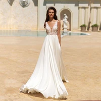 viktoria sexy elegant wedding dresses with tulle and boat neck tie card shoulder strap high slit side bridal gowns customization