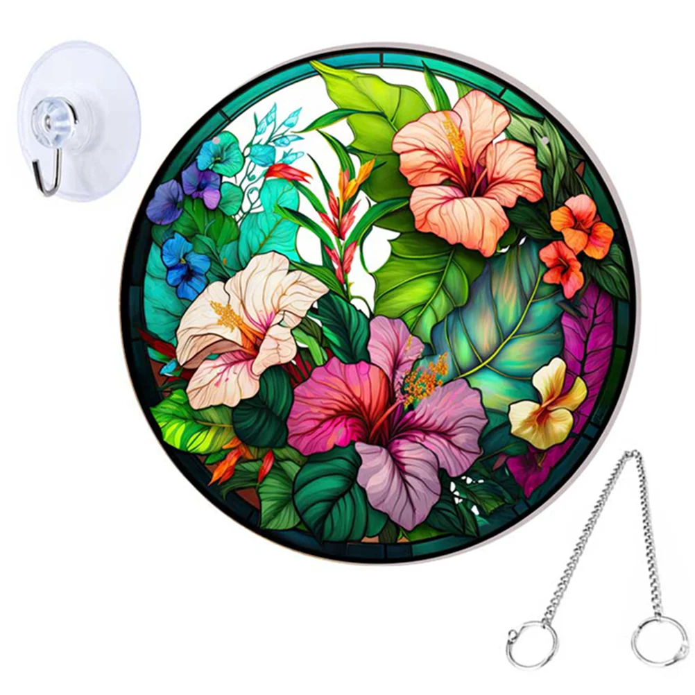 

Glass Window Hanging Decor Flowers Hanging Sign Ornament Wall Hanging Decoration
