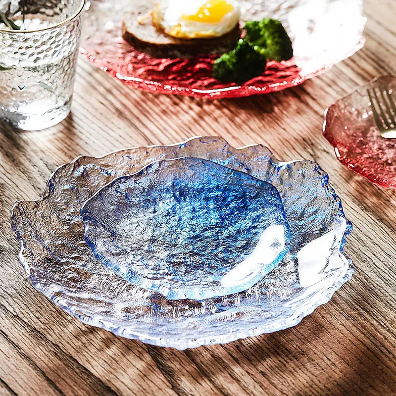 Salad Plates Glass Food Dishes For Serving Dinner Dessert Full Plate Sets Cake Dinnerware Tray Kitchen Eco-friendly Tableware |