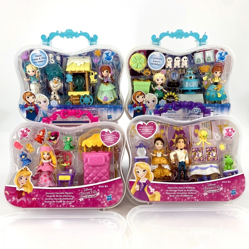 

Hasbro Frozen Anna Elsa Sleeping Beauty Rapunzel Action Figures Girl's Play House Toys Dress Up Doll Model Toy Portable Box