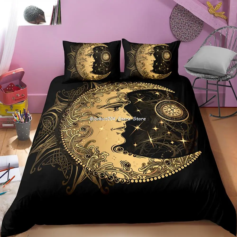 

Psychedelic Moon Black And White Bedding Set Tarot Duvet Cover Bedclothes Animal Quit Covers Twin King Size Home Textiles 3pcs