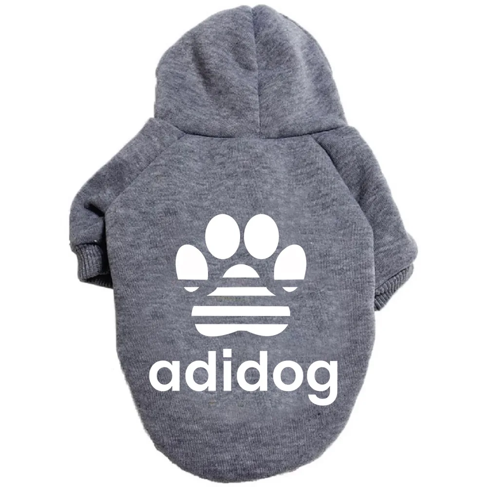 Осенне-зимняя одежда для собак Adidog толстовка с принтом лап домашних животных