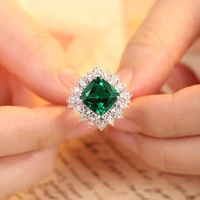 lab grown green emerald genuine 925 sterling silver rings for women promise gemstone ring wedding romantic jewelry gift