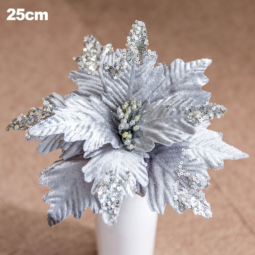 Рождественские цветы блестящие искусственные рождественская елка подвесное