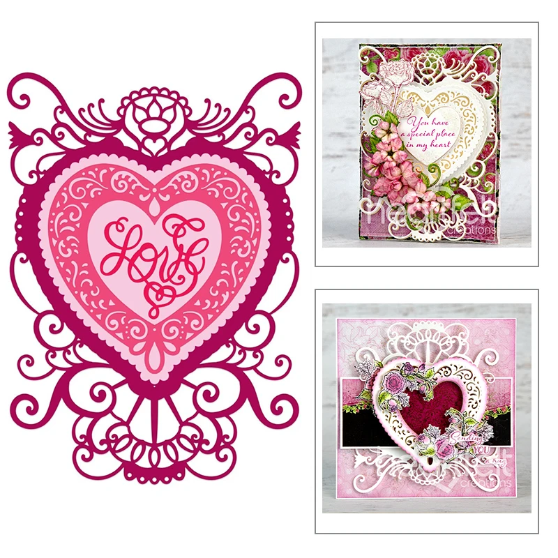 

Новинка 2022, прямоугольная кружевная рамка, декоративные металлические пресс-формы в форме сердца для изготовления поздравительной открытки, бумаги и скрапбукинга, без штампов