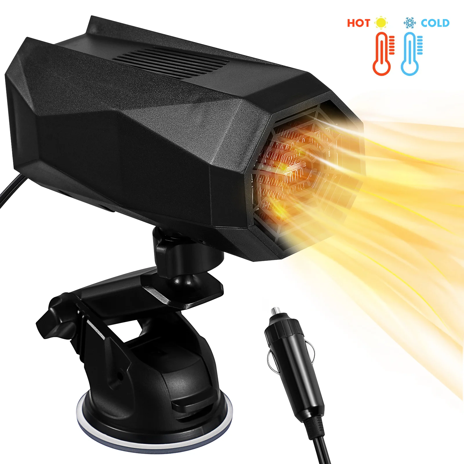 

Portable Fan Car Heater Plug In For Defroster Defogger Abs Windshield 12 Volt 150 Watt
