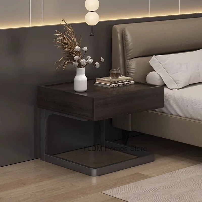 Черный ночной столик со скрытым хранилищем винтажный роскошный для спальни