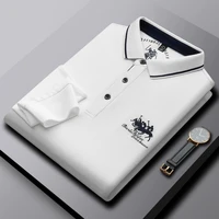 high grade embroidery fashion brand mens polo shirt lapel long sleeve t shirt mens casual loose large top spring new style