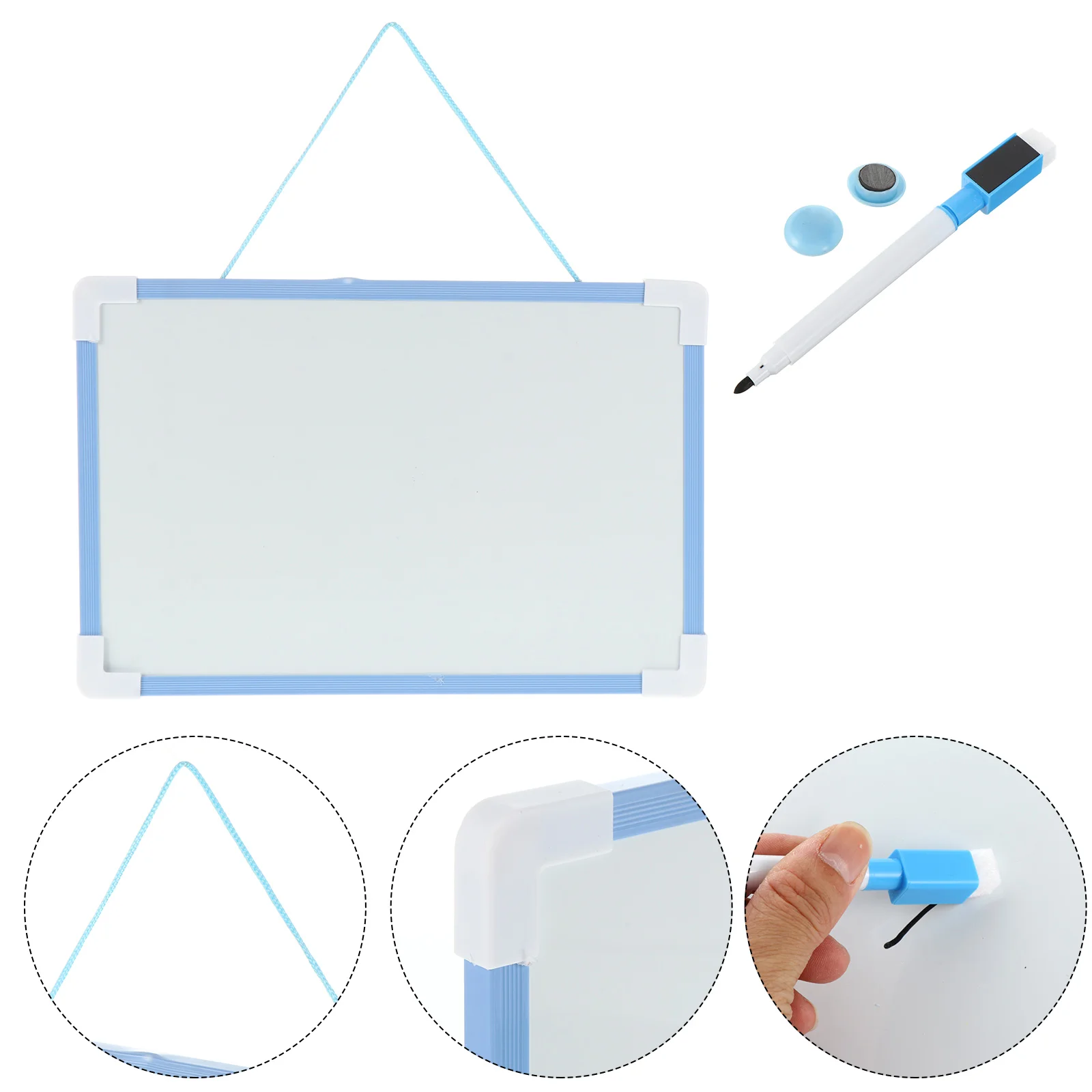 Small Dry Erase Whiteboard, Kid Easel with Marker, Magnetic Hanging Whiteboard, Portable Mini Double Sided White