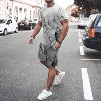 mens summer 2 piece outfit tracksuit t shirts shorts fashion sportswear man jogging clothes casual activewear male suit