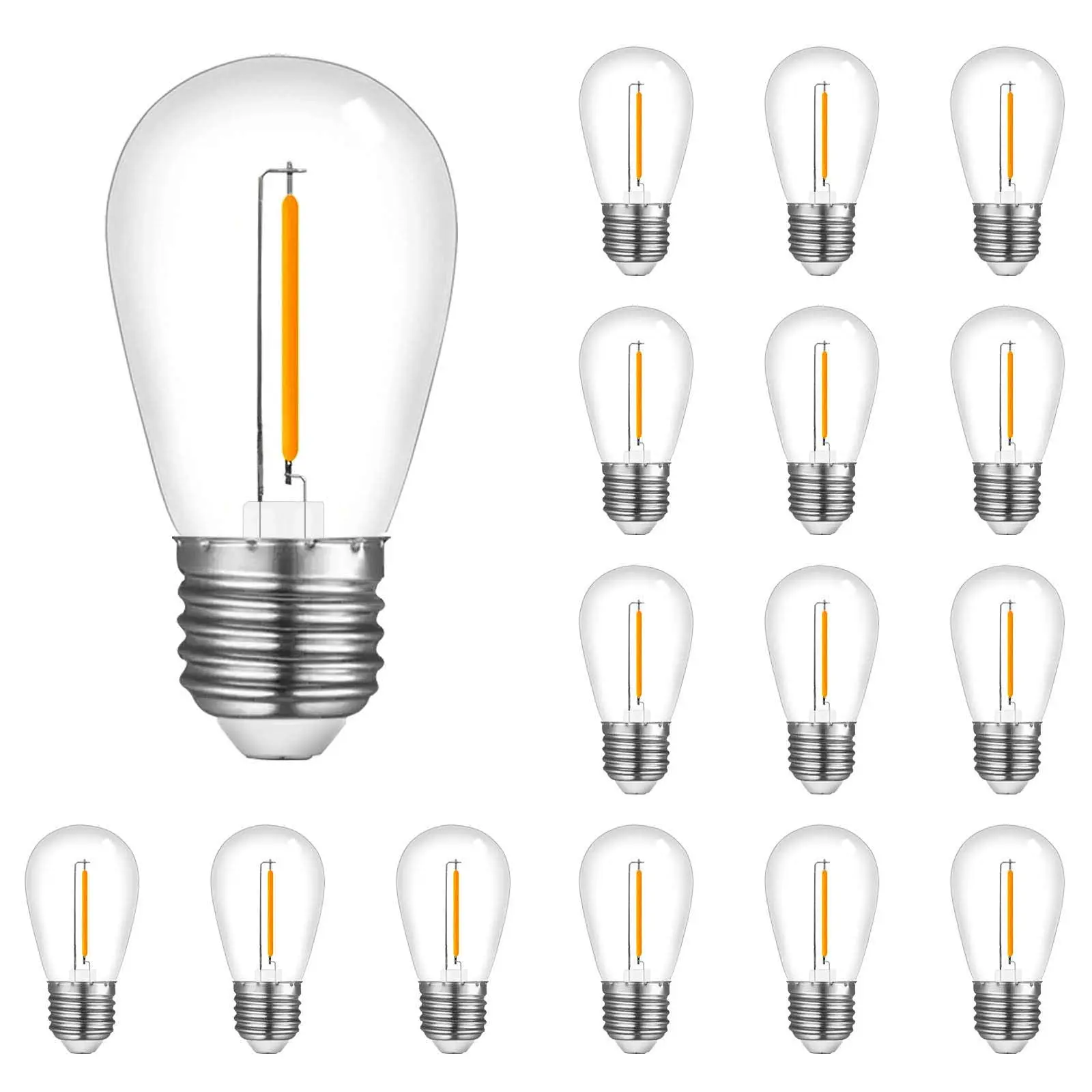 15Pack S14 Plastic Replacement LED Bulb E27 Base 1W 220V 270