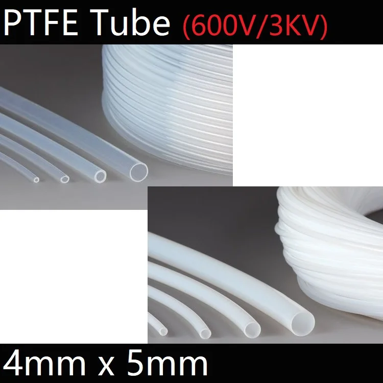 

ID 4mm x 5mm OD PTFE Tube T eflon Insulated Rigid Capillary F4 Pipe High Low Temperature Resistant Transmit Hose 3KV White Clear
