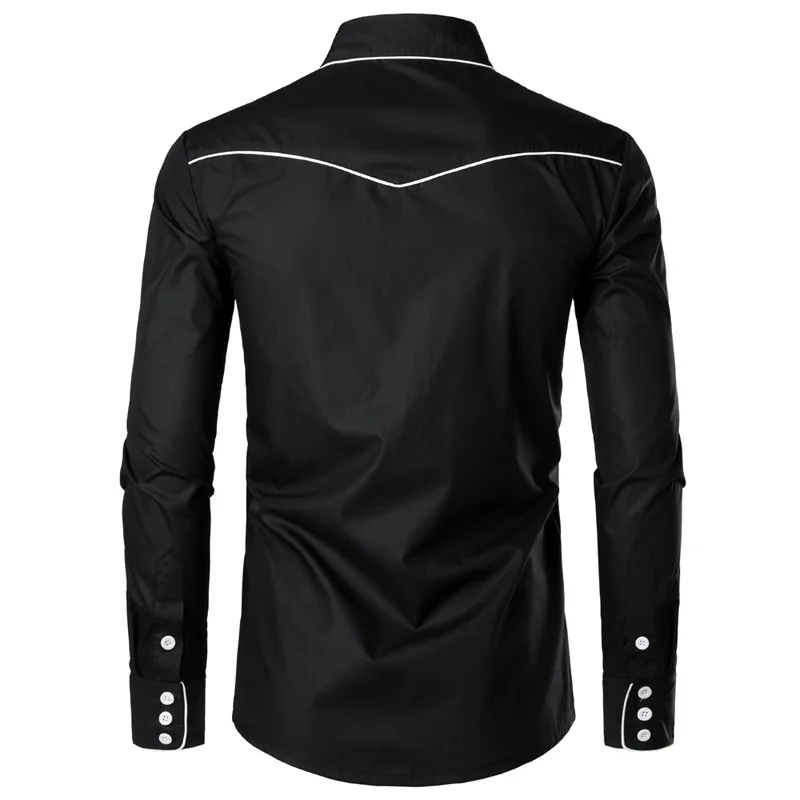 Black Embroidery Shirt Men 2022 Brand New Star Mens Button Down Shirts Men's Long Sleeve Dress Shirts Chemise Homme Camisa XXL