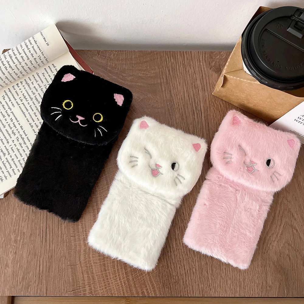 

Soft Plush Case For Vivo Y73 Y75 Y79 S1 V15 V17 V19 V20 SE V21E V7 Plus X21 X30 X50 X60 Pro X9S Plus Cat Furry Fur Stand Cover