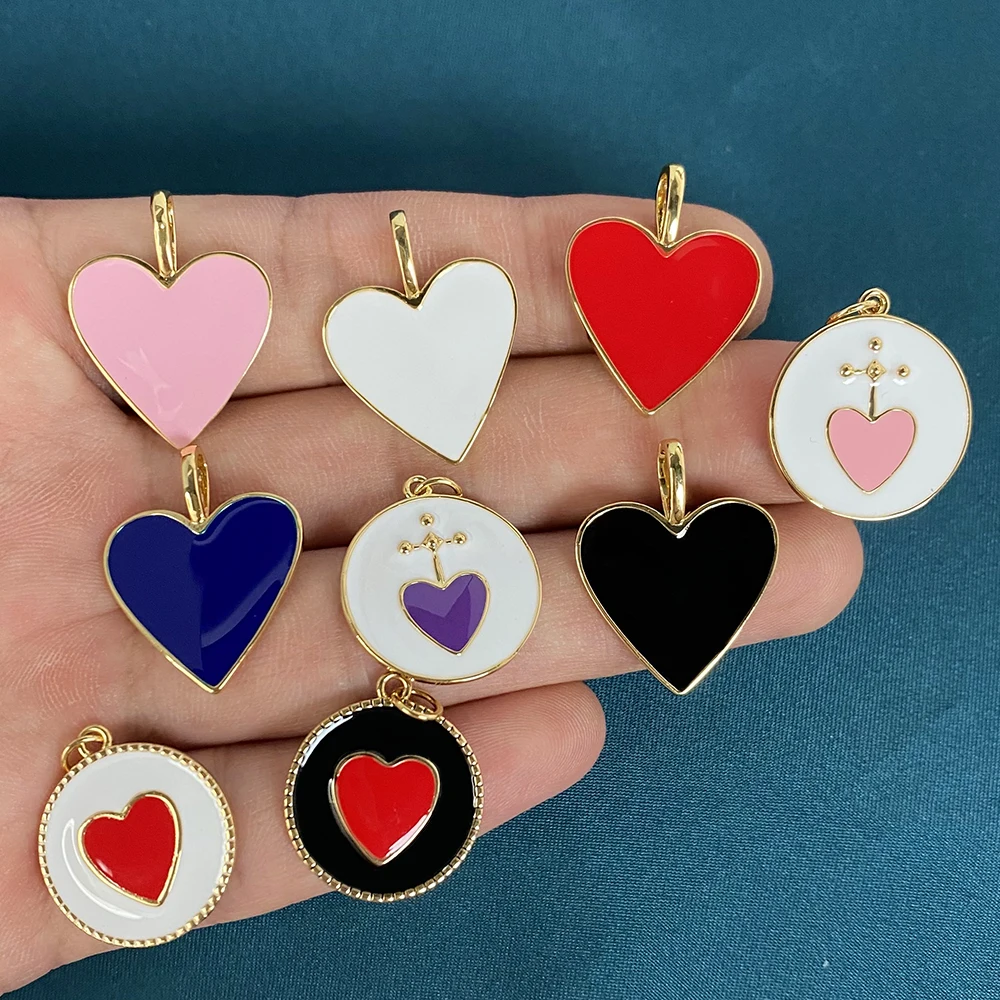 

Enamel Heart Cute Charm for Jewelry Making Supplies Gold Boho Accessories Diy Pendant Necklace Bracelet Earring Charm Dangles