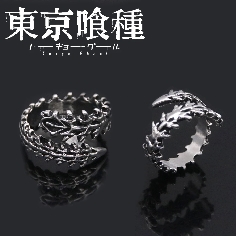

Anime Tokyo Ghoul Kaneki Ken Rings Cosplay Metal Adjustable Opening Unisex Punk Gothic Centipede Ring Props jewelry Gift