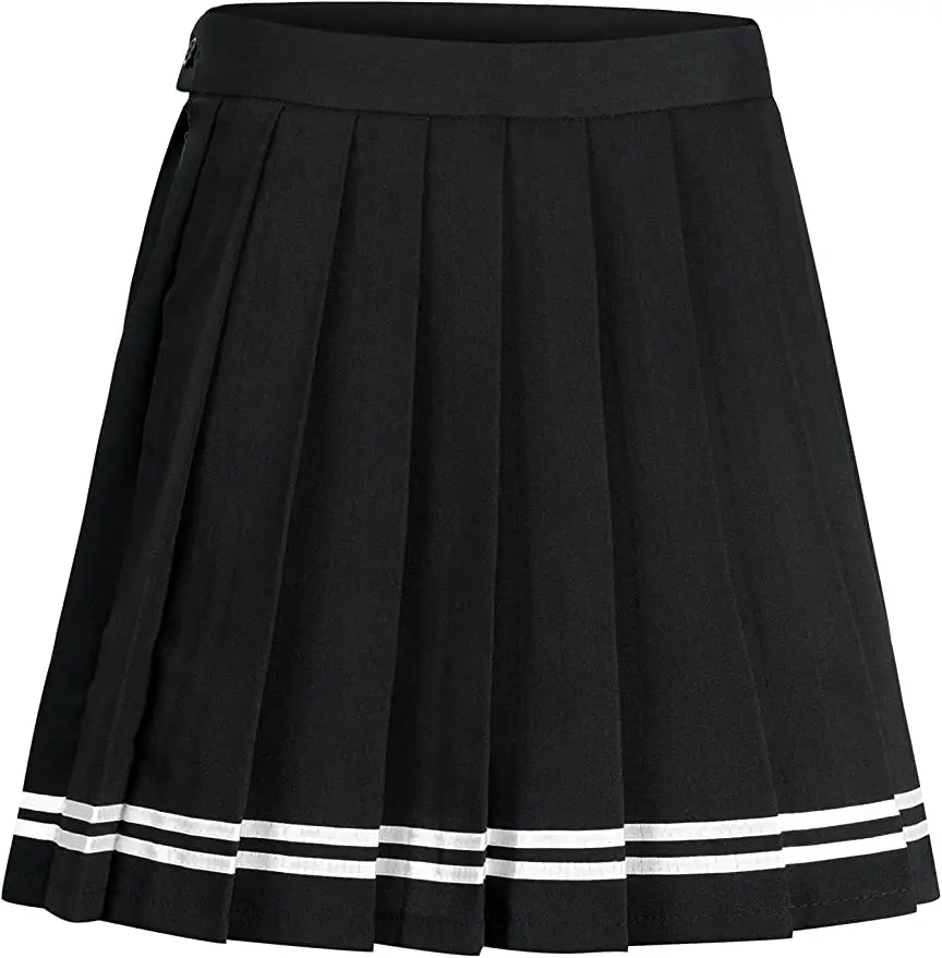 High Waist A-line Pleated Mini Skirts For Women Short Iridescent Plain Tennis Skirts Zipper Girls Preppy Style Classic 18 Colors