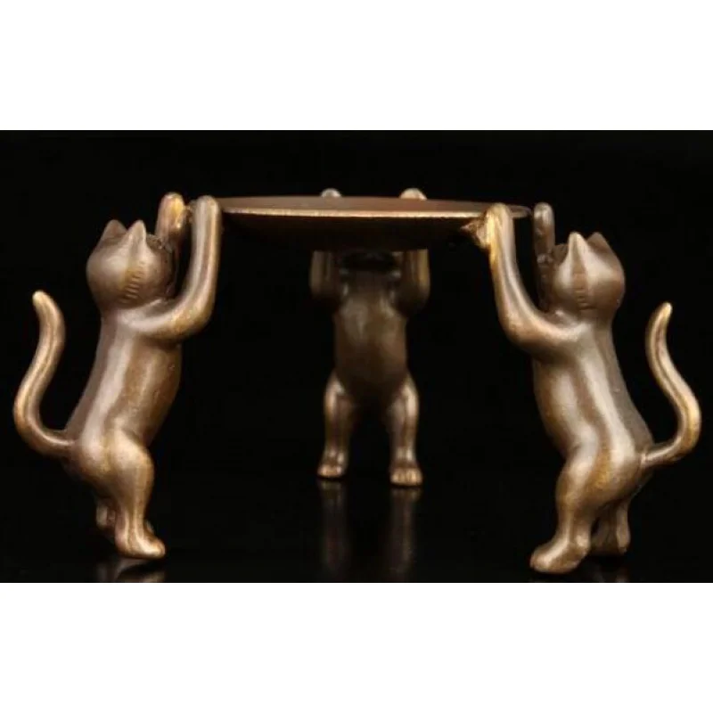 

Pure Copper BRASS Gilt Tastefully Chinese ASIAN COLLECT OLD RARE BRASS STATUE CAT CHINESE ANTIQUE DECORATION CANDLESTI