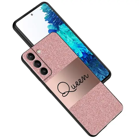 Розовое золото Розовый чехол для телефона «Принцесса Королева» для Samsung Galaxy S24 Ultra S23 5G S20 S21 FE S25 S22 Plus S24FE Чехол черный мягкий чехол