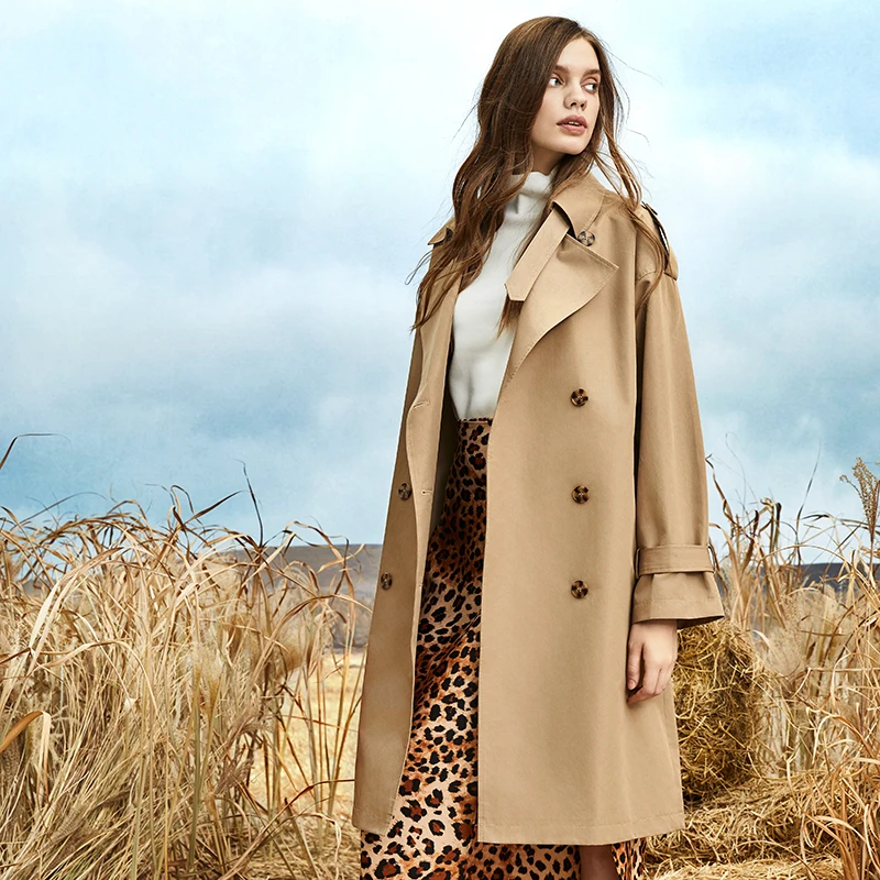 Женский Повседневный тренчкот JAZZEVAR свободный двубортный винтажный с эффектом