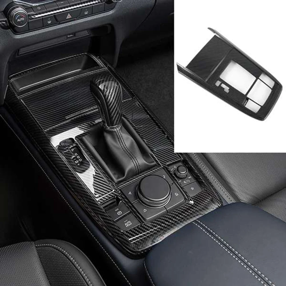 

Центральная консоль из углеродного волокна для автомобиля, 2 шт., панель переключения передач, подставка для водяного стакана, отделка для Mazda CX-30 CX30 2020 2021 2022