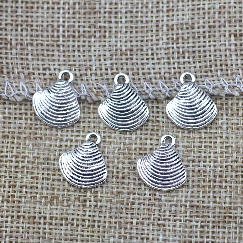 

40pcs 13x15mm Seashell Charm Pendants For Jewelry Making Antique Silver Color Pendants DIY Handmade Craft