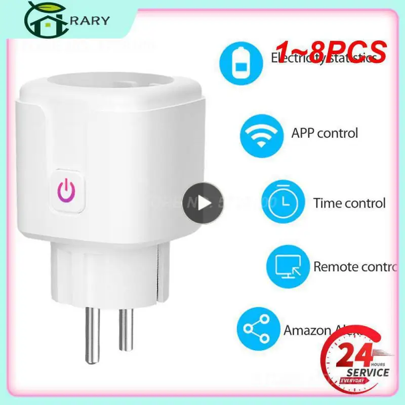 

1~8PCS Smart WiFi Plug Adaptor 16A Remote Voice Control Power Monitor Socket Outlet Timing Function work with Alexa Home