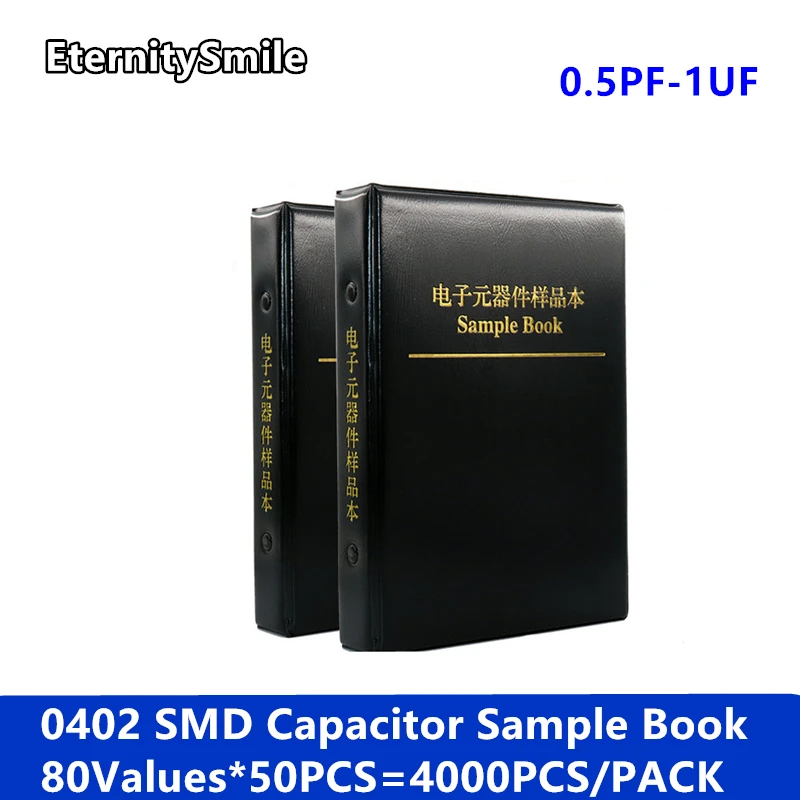 

0402 SMD Capacitor Sample Book 80ValuesX50Pcs=4000Pcs 0.5PF~1UF Assortment Kit Pack