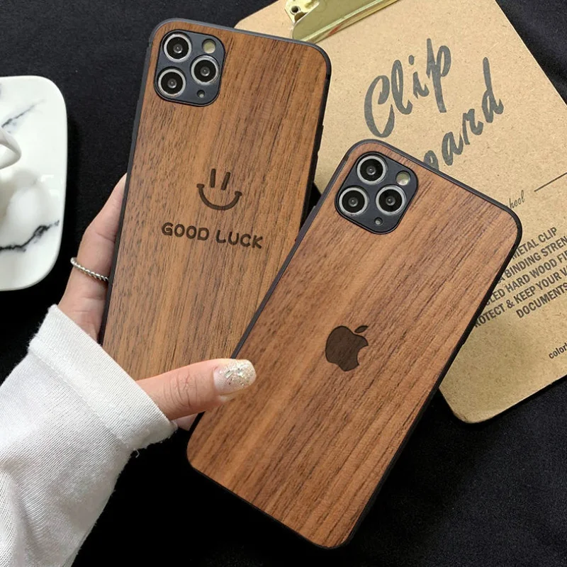 Чехол-накладка из Натурального Орехового дерева для IPhone 11 12 13 Pro Max Mini XS X XR 7 8 6 6S Plus