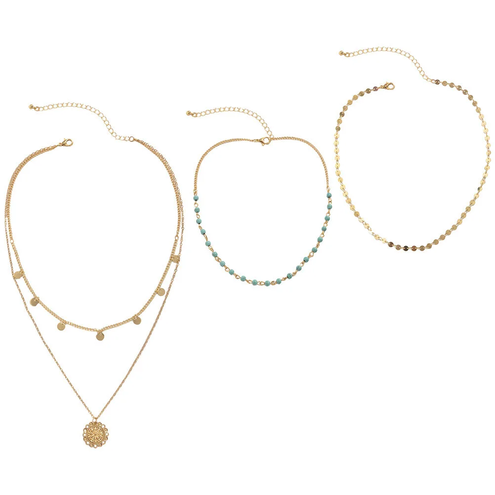 

Colorful Beaded Necklace Decorate Statement Womens Summer Thin Chain Dainty Colored Jewelry Alloy Layered Girls Trendy