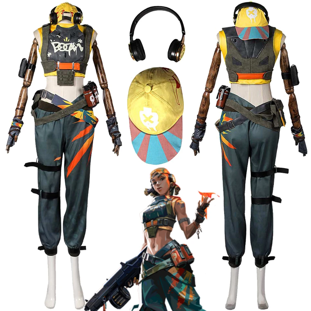 Костюм для косплея Valorant Raze взрослых и женщин наряд девочек маскировка униформа