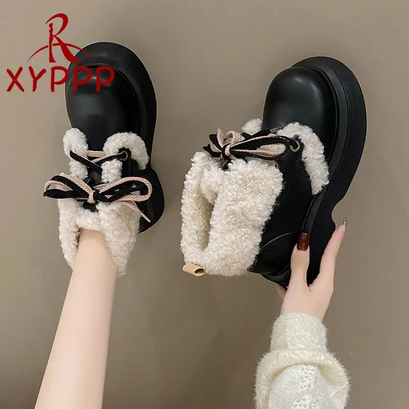 

Новые женские ботинки, уличные Теплые повседневные женские ботильоны, зимняя модная обувь, женские ботинки на платформе со шнуровкой, женск...