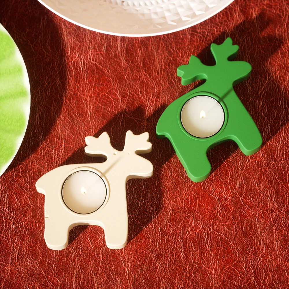 

BOOWAN NICOLE Deer Christmas Candlesticks Holder Silicone Mold for Cement Handmade Candle Holder Making Christmas Centerpiece