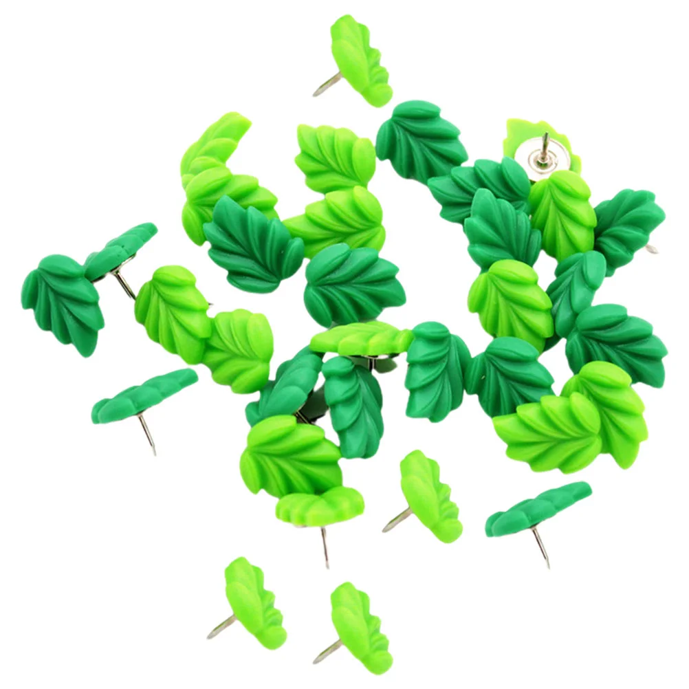 

30 Pcs Message Board Supply Thumbtacks Leaves Green Poster Accessory Metal Portable Push Pin Cork Accessories Home
