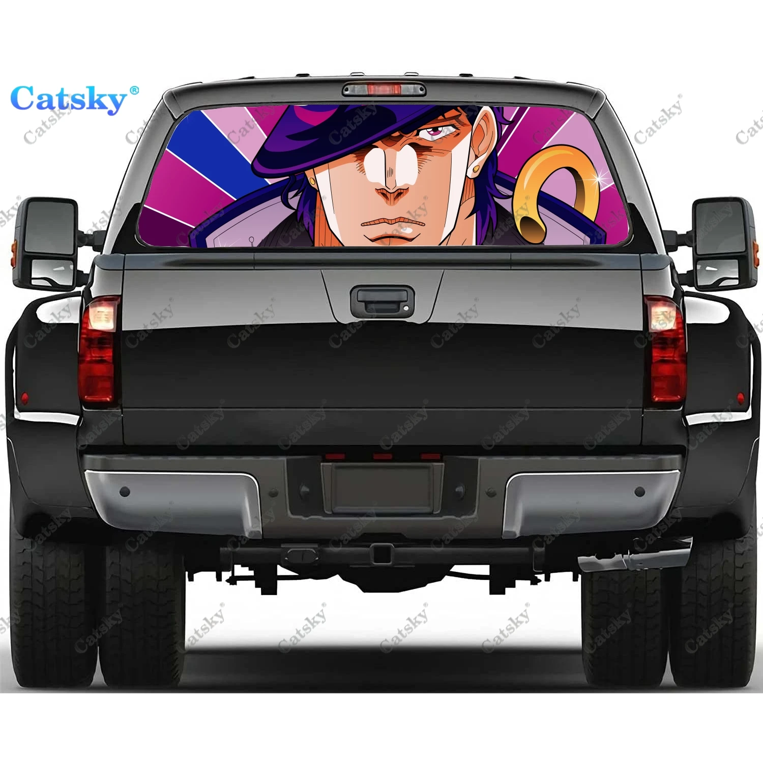 

Аниме «невероятные приключения Джоджо», наклейка на окно автомобиля, графические декоративные аксессуары, перфорированная виниловая универсальная наклейка на грузовик