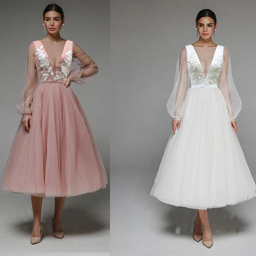 

Mandylandy женское элегантное свадебное вечернее платье модное женское сексуальное с длинным рукавом-фонариком корсет с высокой талией лоскутн...