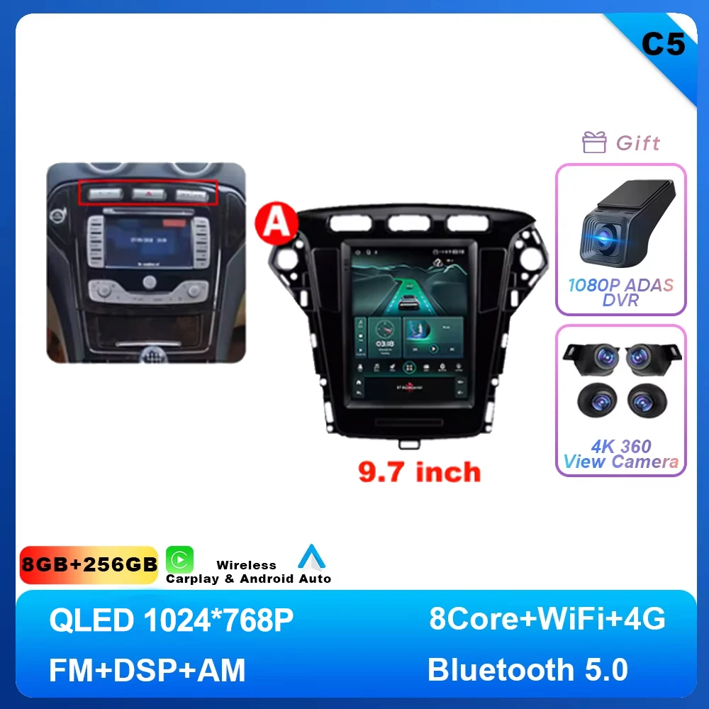 

9,7-дюймовый автомобильный радиоприемник Android 15 для Ford Mondeo MK4 2011-2013, мультимедийная навигация, авторадиоплеер 5G WiFi BT