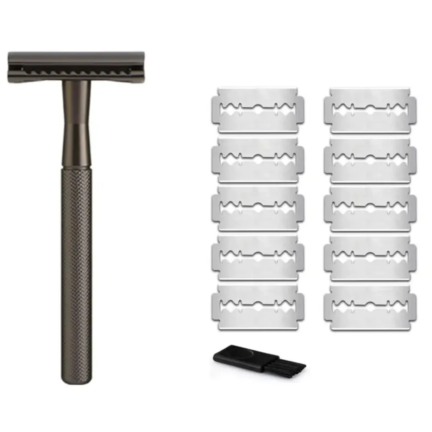 Metal Safety Razor for Men and Women - Superior Quality Reusable Shaving with 10 Blades Eco-Friendly Design Smooth an