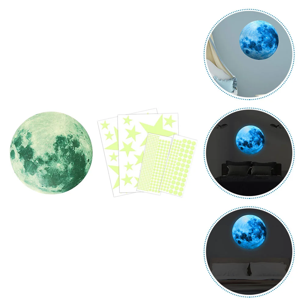 

Wall Sticker Luminous Moon Decor Glow Decal Stickers Planet The Dark Decals Night Glowing Ceiling Solar System Fluorescence